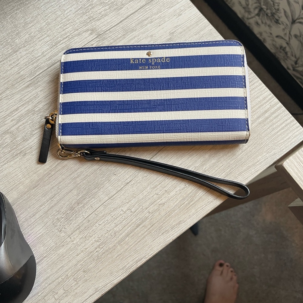 Kate Spade Navy and White Striped Wallet/wristlet